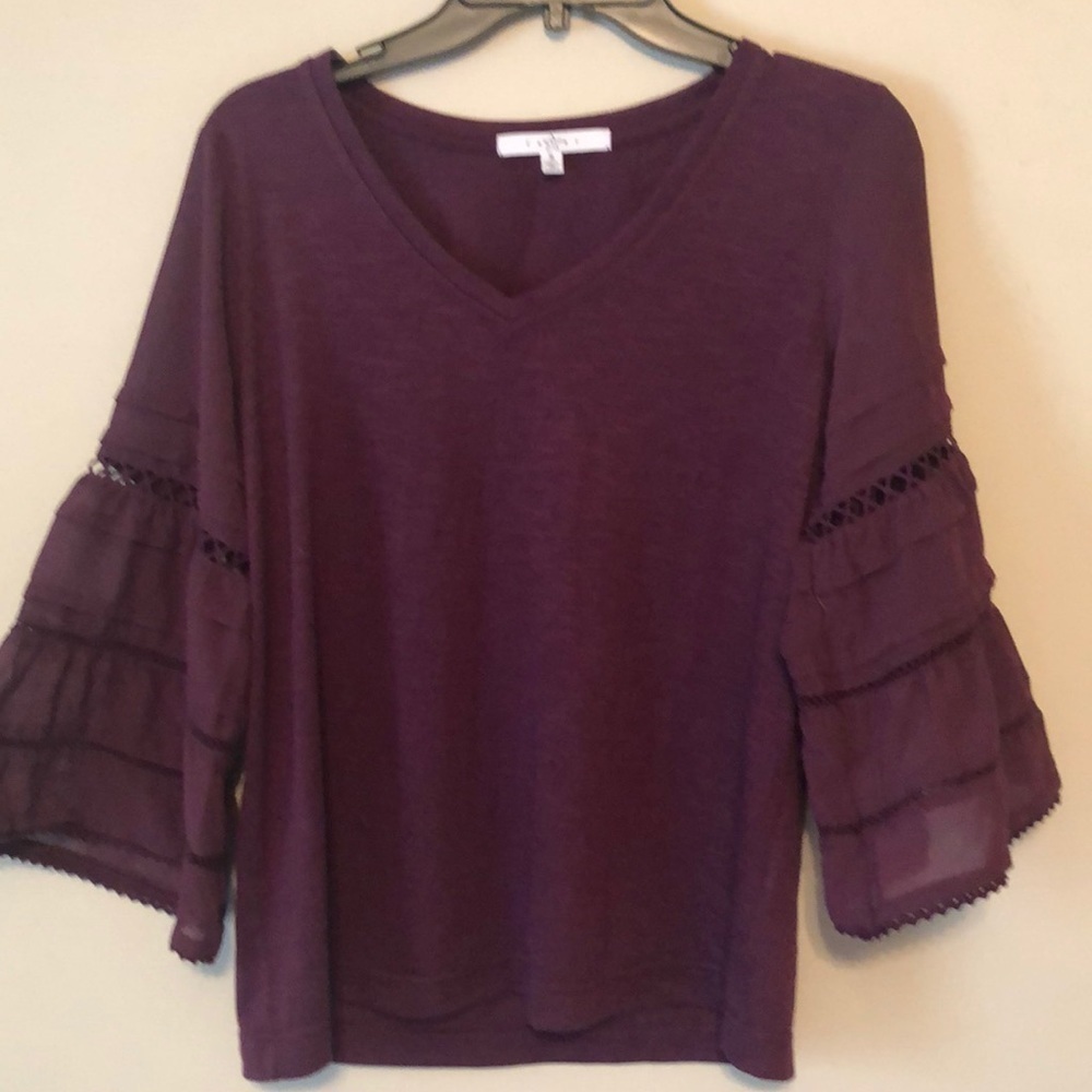 Fever burgundy top, bell sleeves. Size small